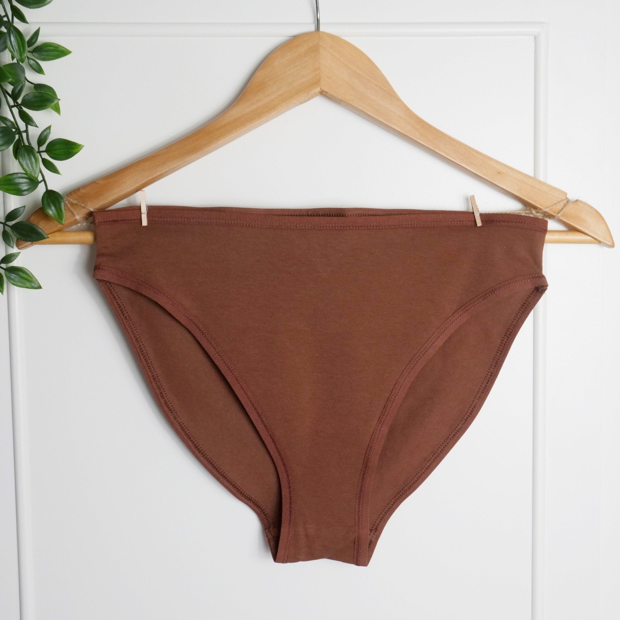 Women's organic cotton matching bralette and mid - rise bikini set - chestnut (mid nude) - Y.O.U underwear