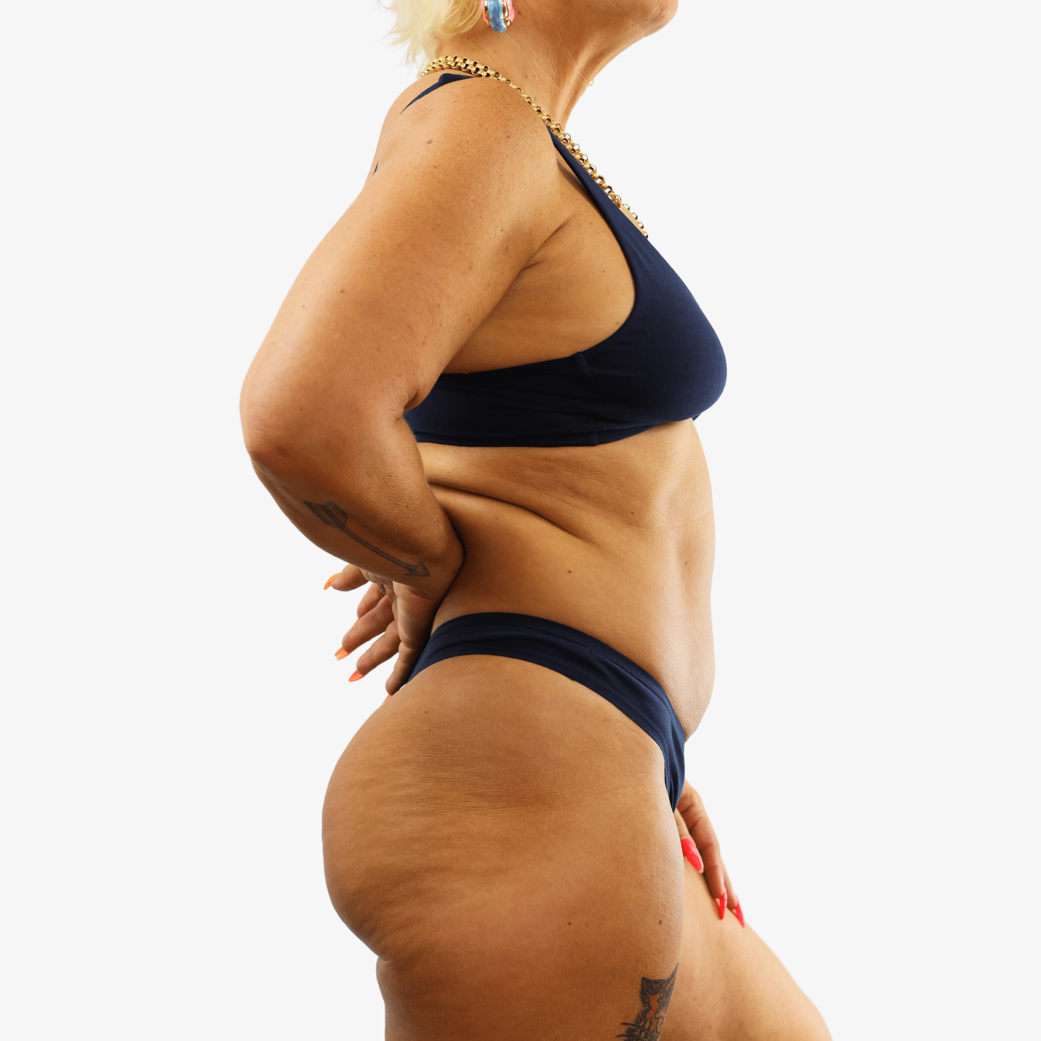 Women's organic cotton matching bralette and thong set - navy blue - Y.O.U underwear