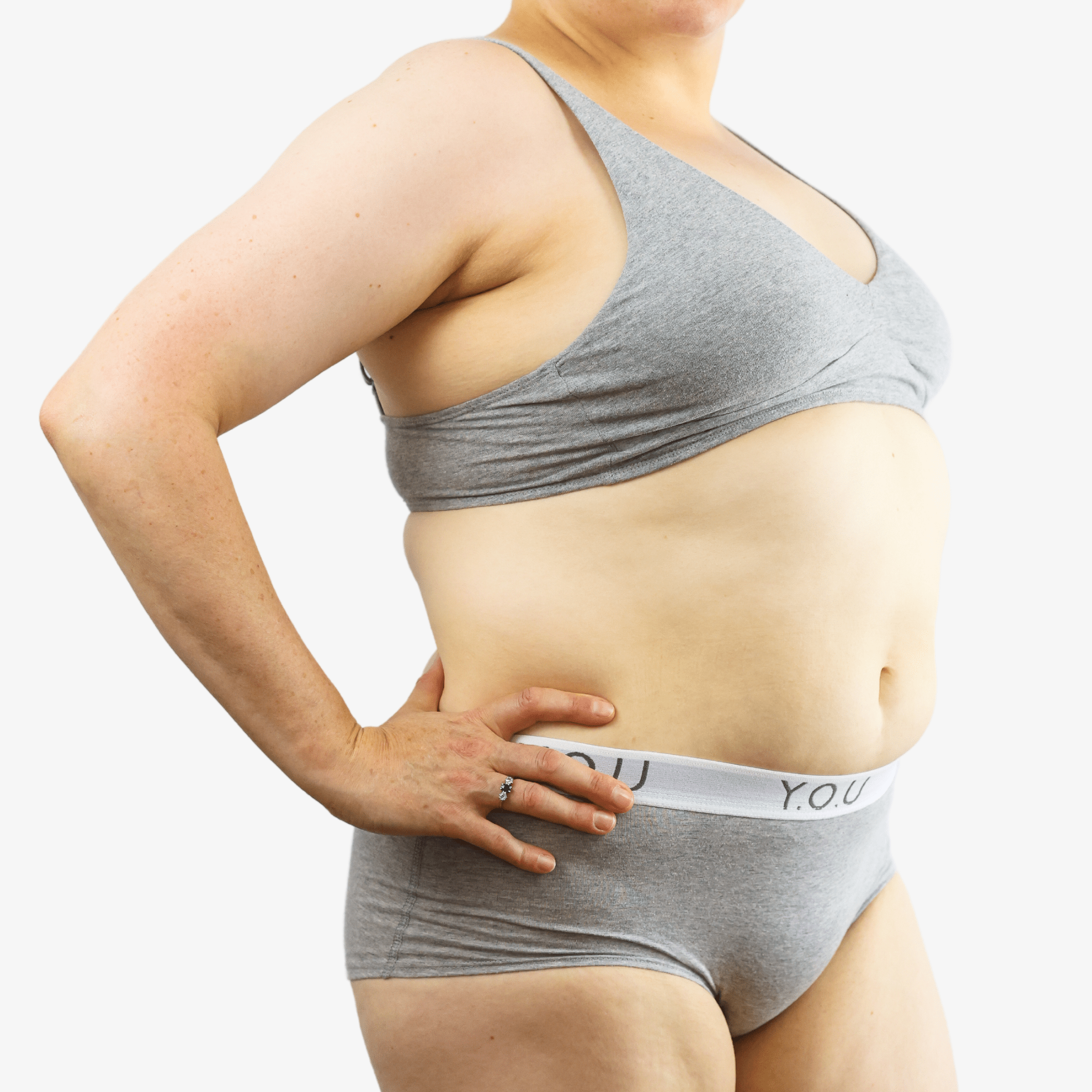 Women's organic cotton matching bralette and Y.O.U boy shorts set - light grey (heather grey) - Y.O.U underwear