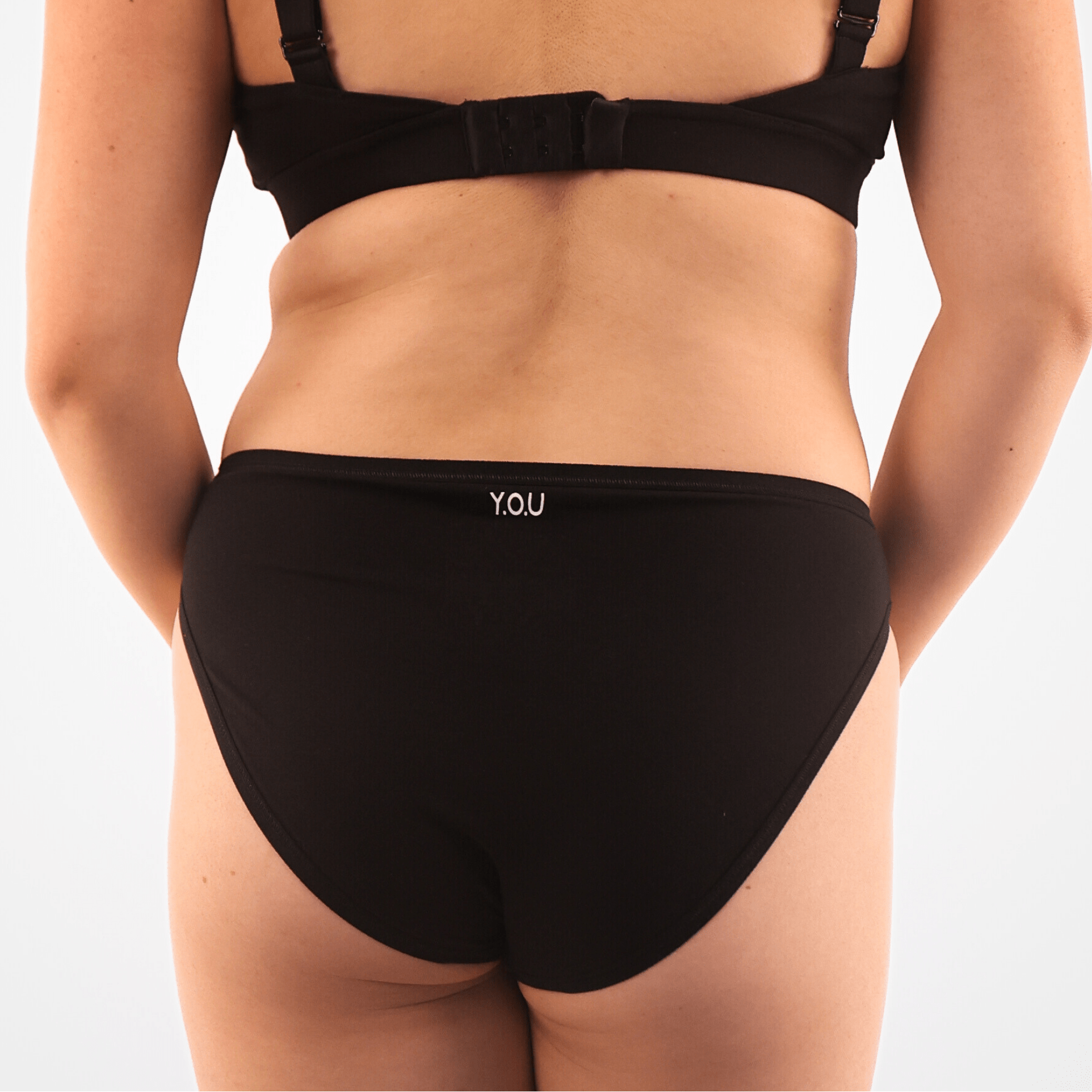 Women's organic cotton mid - rise bikini bottoms in black - Y.O.U underwear