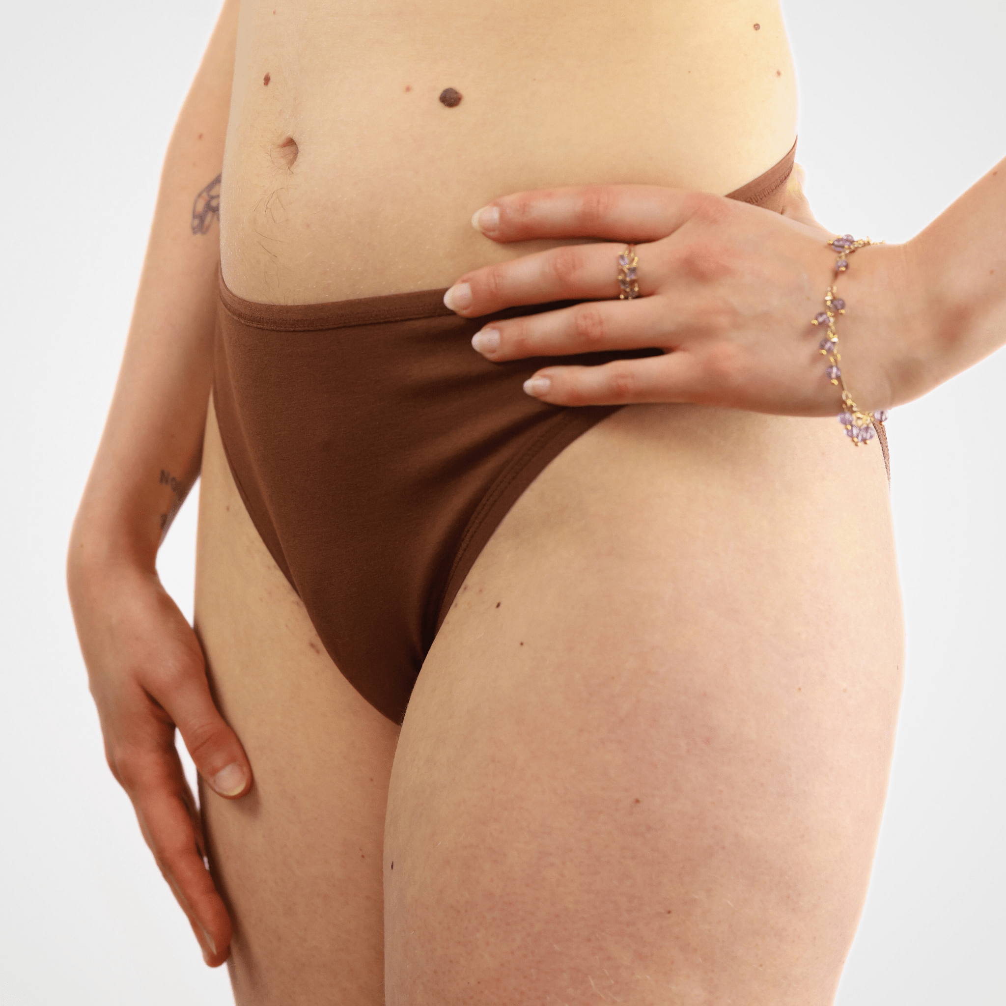 Women's organic cotton mid - rise bikini bottoms in chestnut - Y.O.U underwear