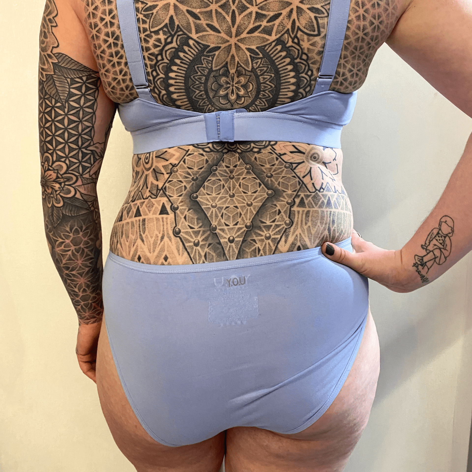 Women's organic cotton mid - rise bikini bottoms in light blue - Y.O.U underwear