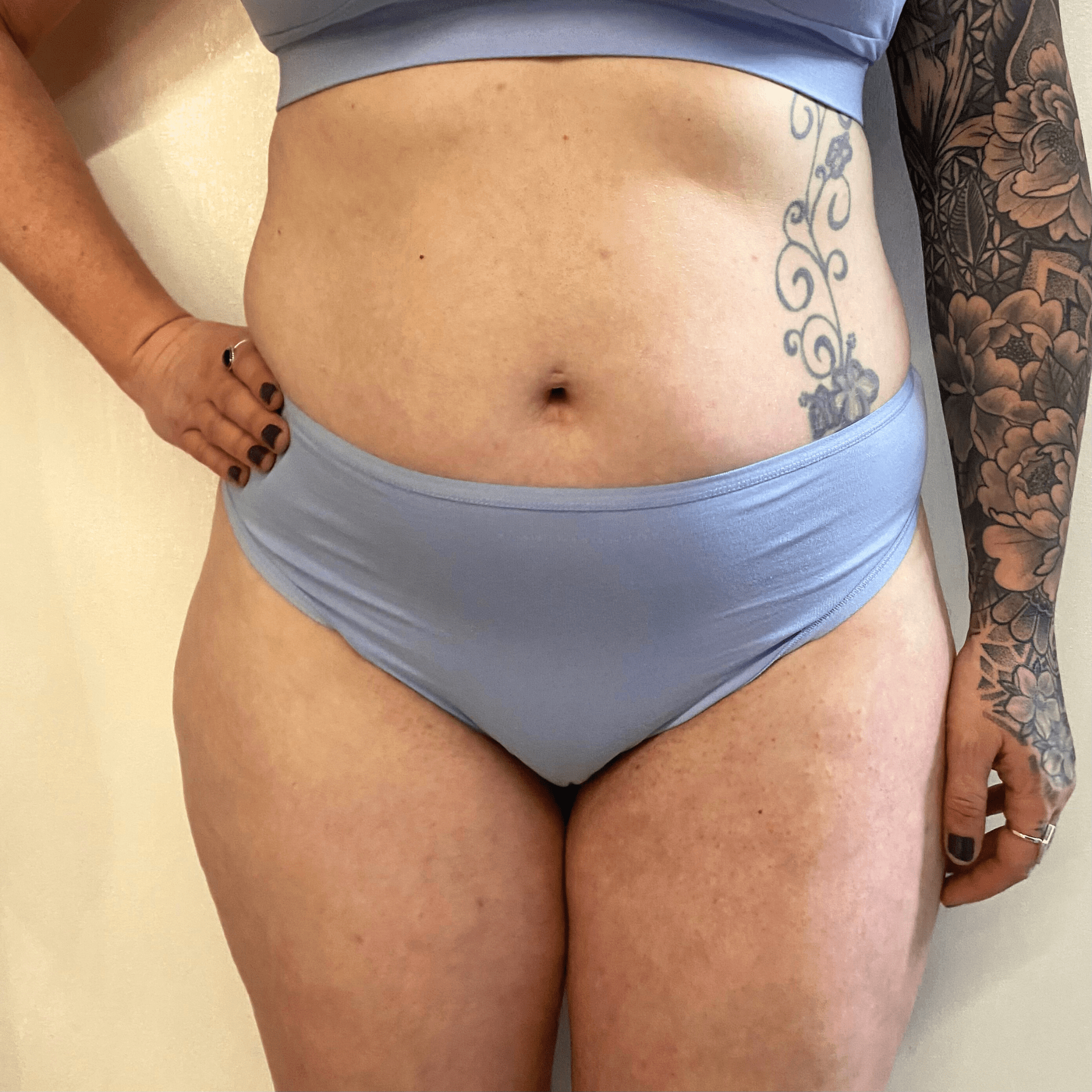 Women's organic cotton mid - rise bikini bottoms in light blue - Y.O.U underwear