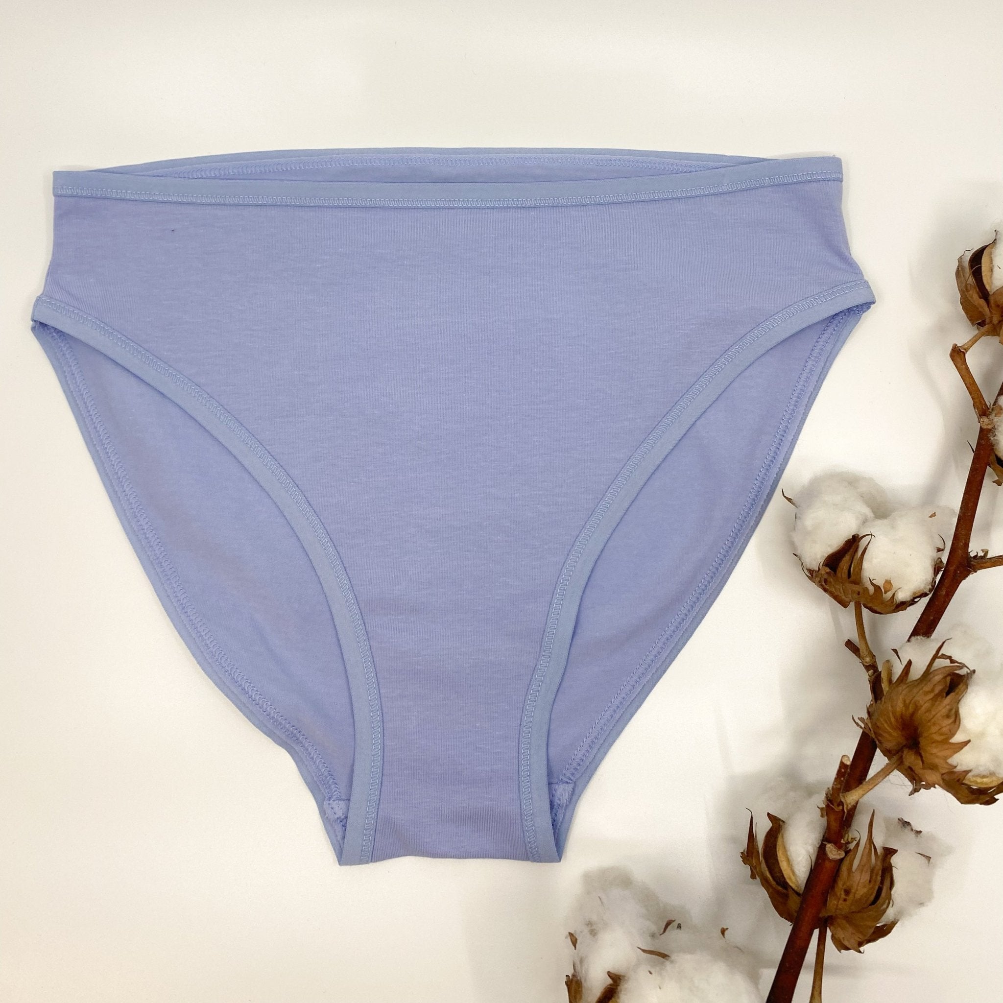 Women's organic cotton mid - rise bikini bottoms in light blue - Y.O.U underwear