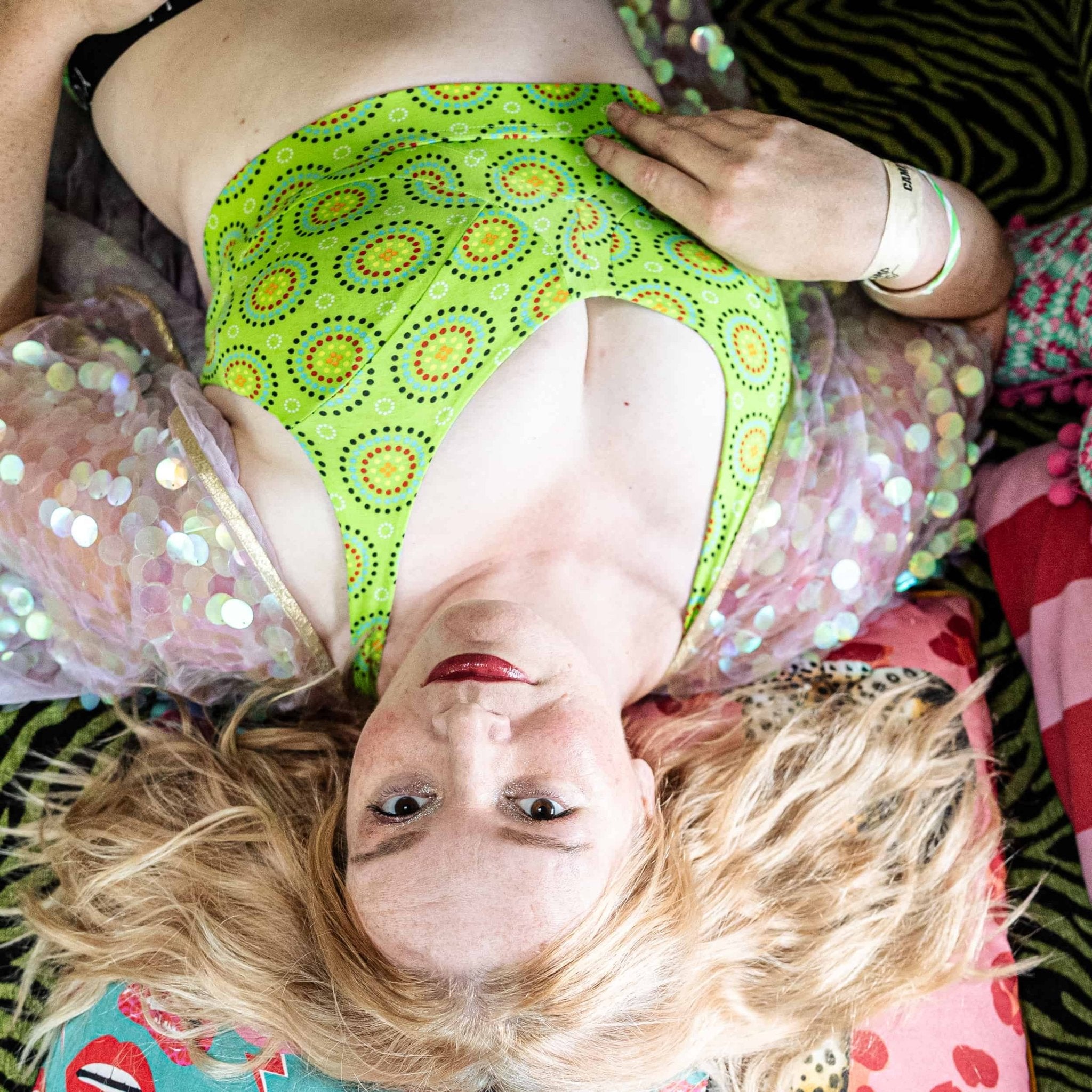 Women's organic cotton non - wired bra in green Mara print - Y.O.U underwear