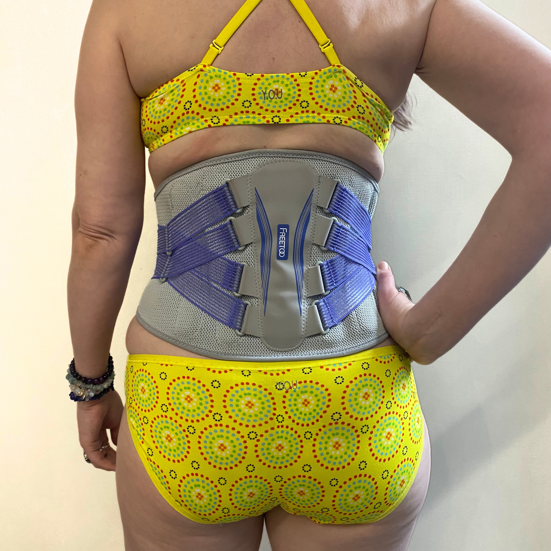 Women's organic cotton matching bralette and bikini set - Yellow Mara design