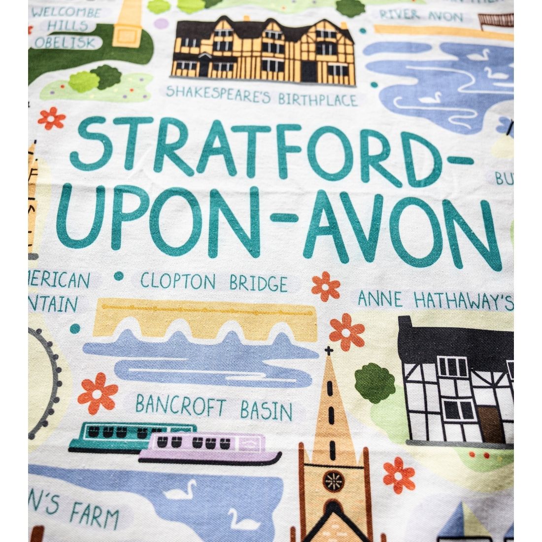 Y.O.U Stratford - upon - Avon Landmarks Organic Cotton Tea Towel - Y.O.U underwear