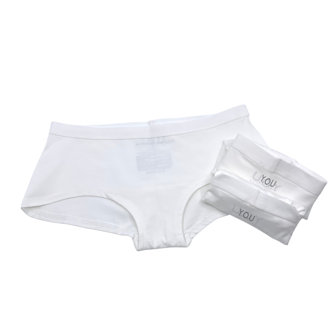 WHite Black Boy Shorts on a white background Pack of 3
