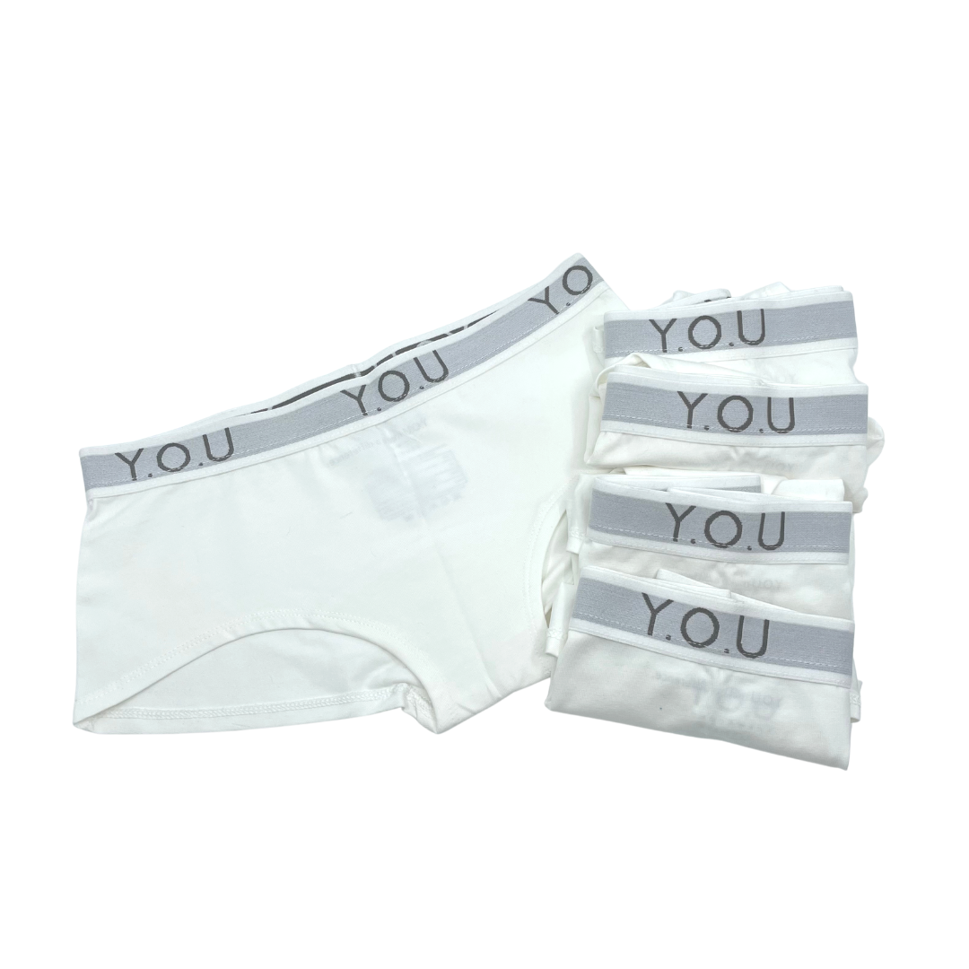 White Branded Boy Shorts