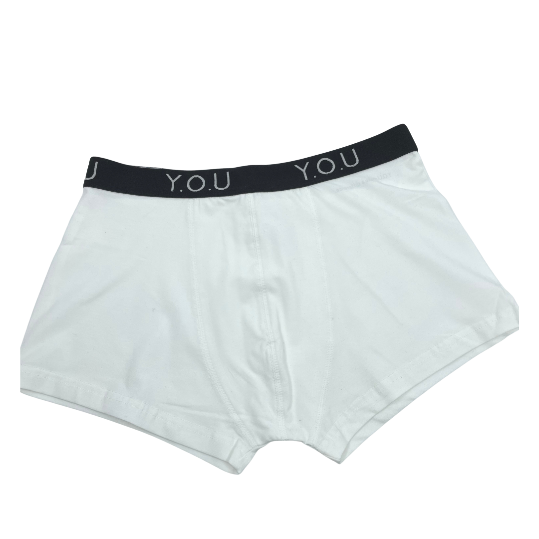 Men’s organic cotton hipster trunks in white