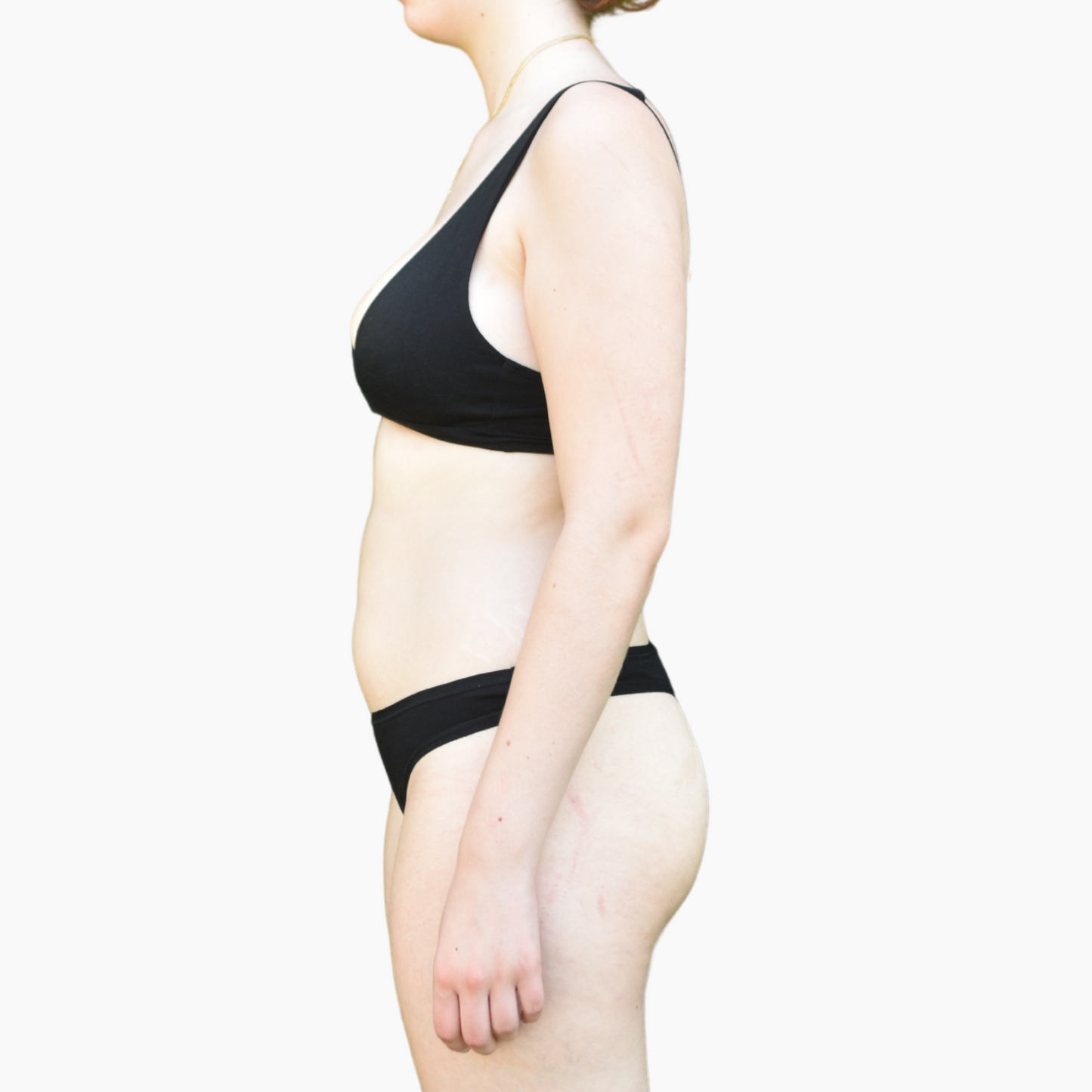 Women's organic cotton matching bralette and thong set - black