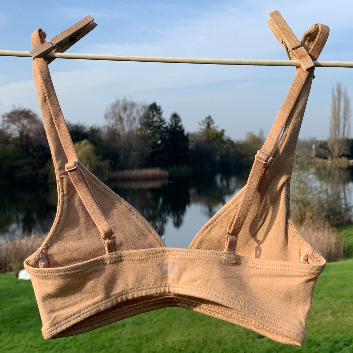 Girls' organic cotton bralette - almond (light nude)