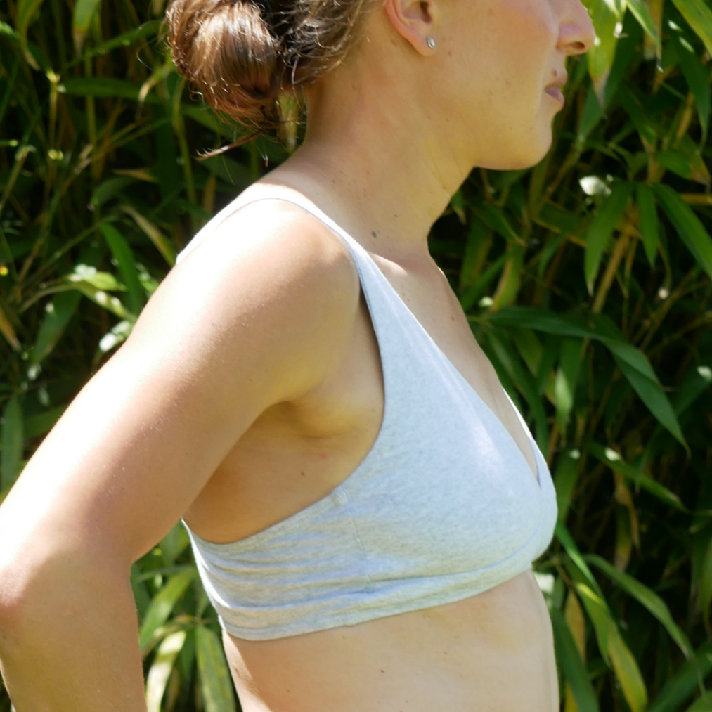 Organic cotton bralette and bikini set - heather grey - side view
