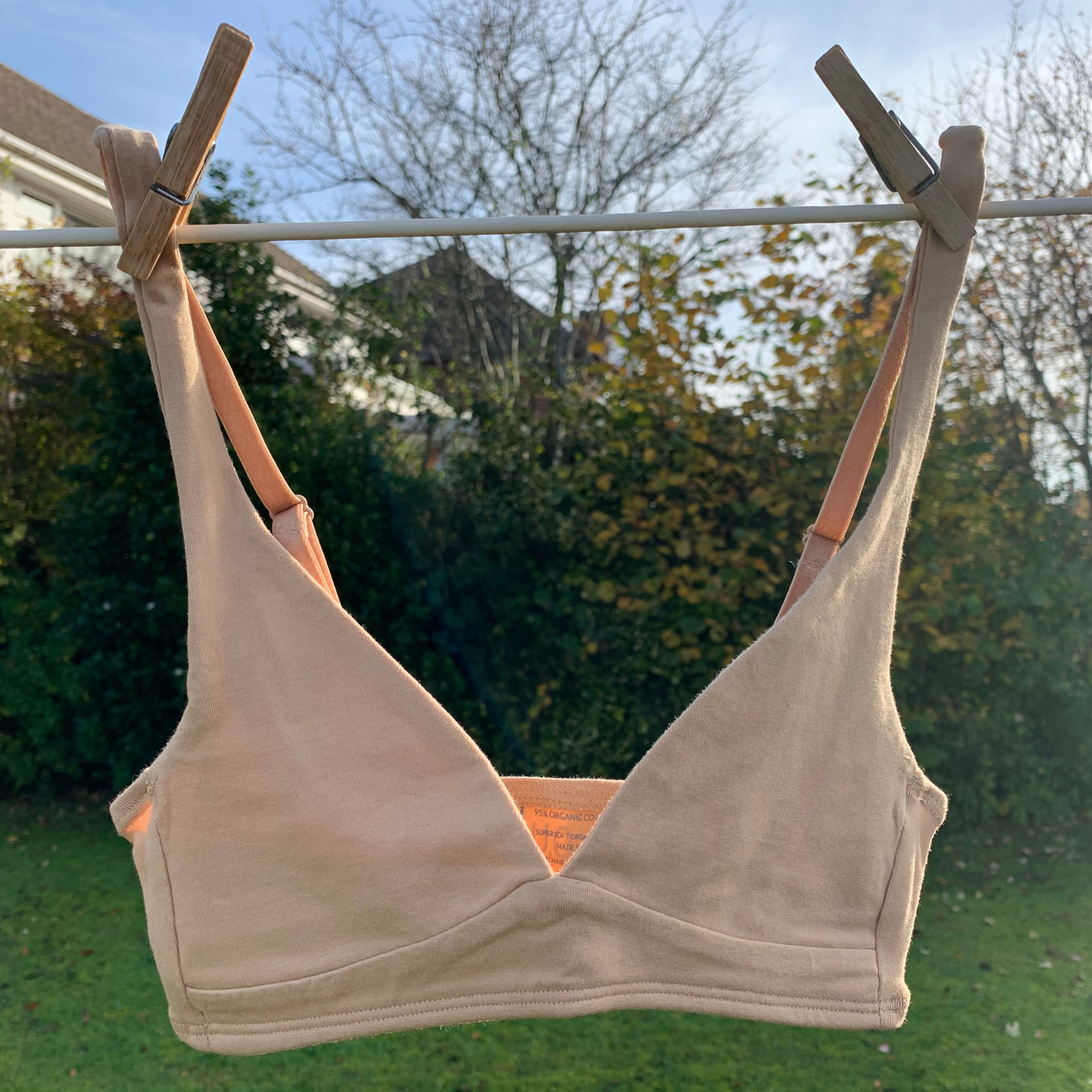 Girls' organic cotton bralette - almond (light nude)
