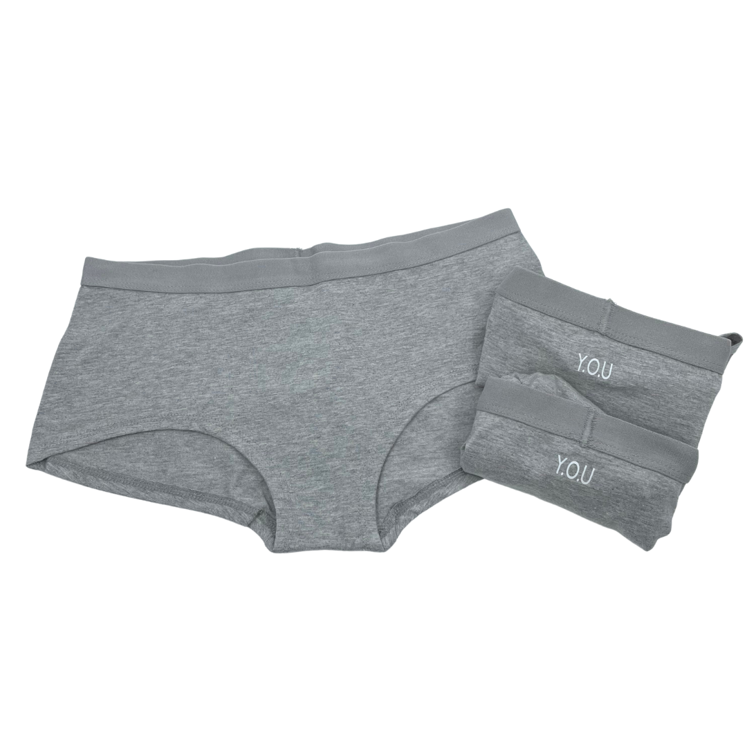 Light Grey Black Boy Shorts Pack of 3