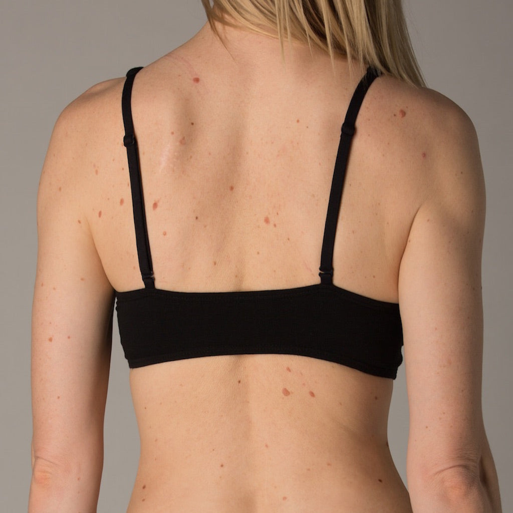 Organic cotton bralette - black - back view