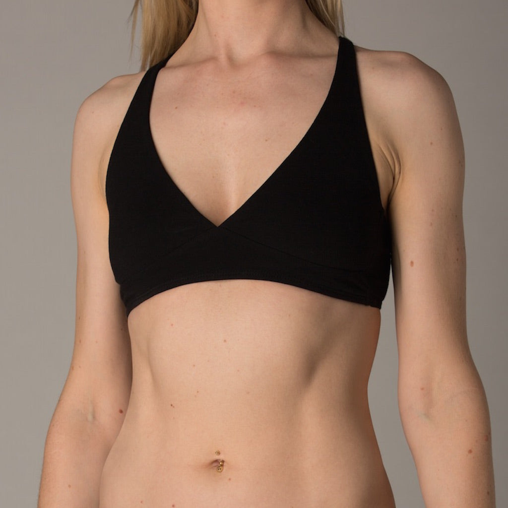 Organic cotton bralette - black - front view