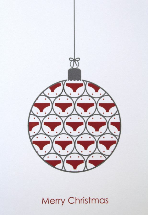Christmas cards - red bauble design - pack of 10.