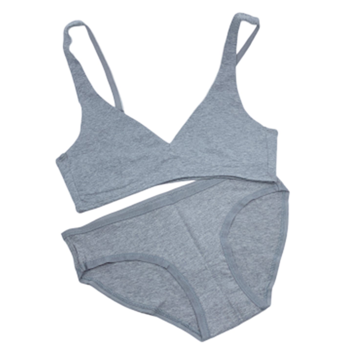 Grey Bralette and Bikini Matching Set - White Background
