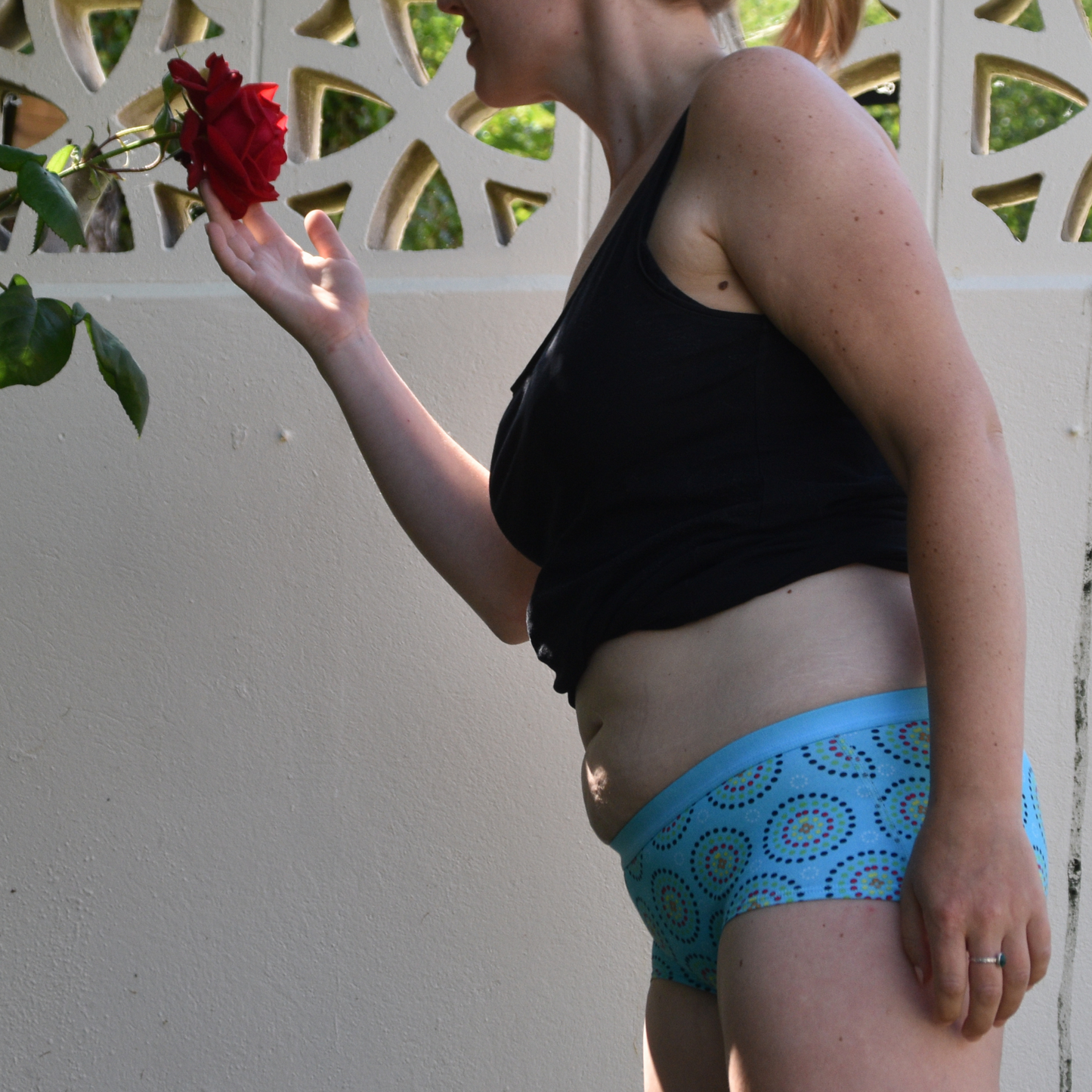 Women's organic cotton boy shorts - Blue Mara design