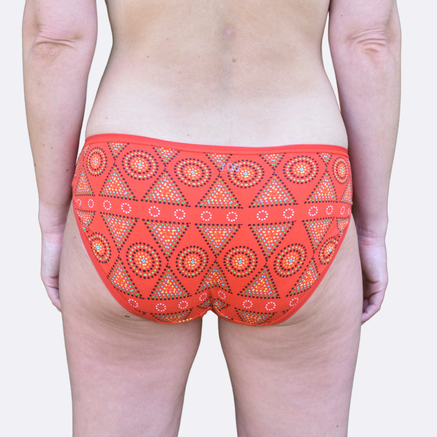Women's organic cotton low-rise bikini bottoms - Red Mara design