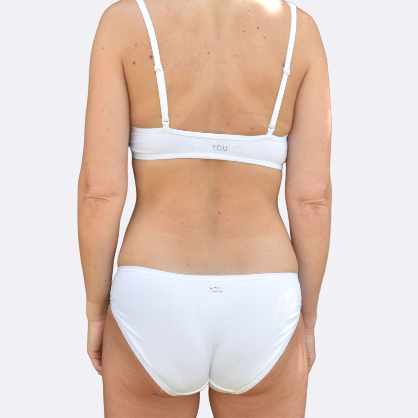 White Bralette and Bikini Set Back