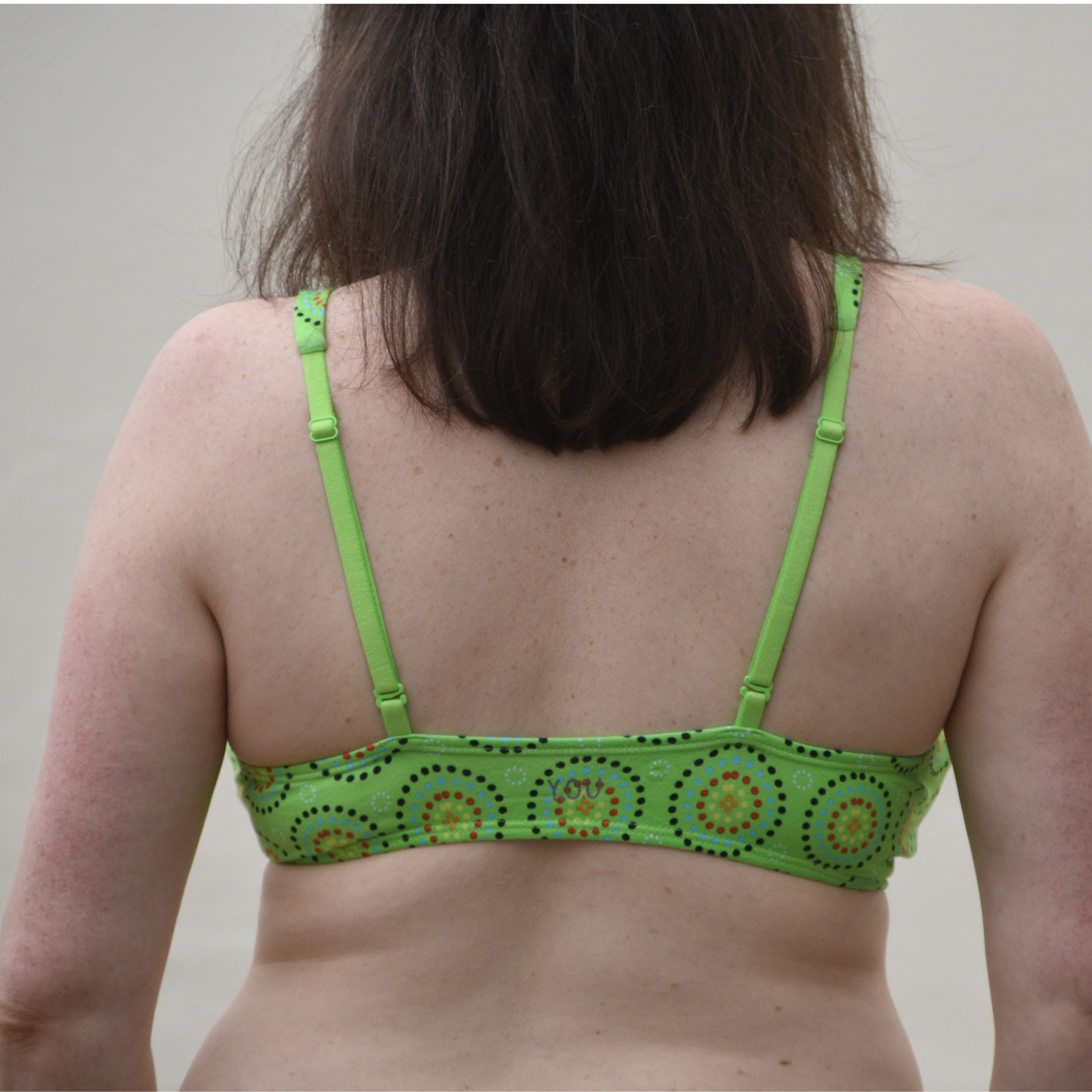 Women's organic cotton bralette - Green Mara design