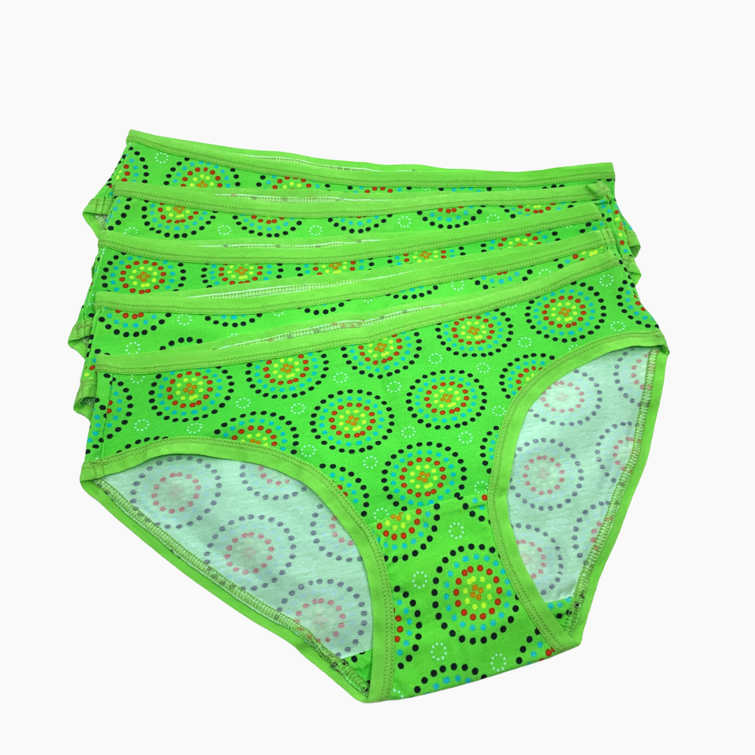 Women's organic cotton low-rise bikini bottoms - Mara design - Pack of 5