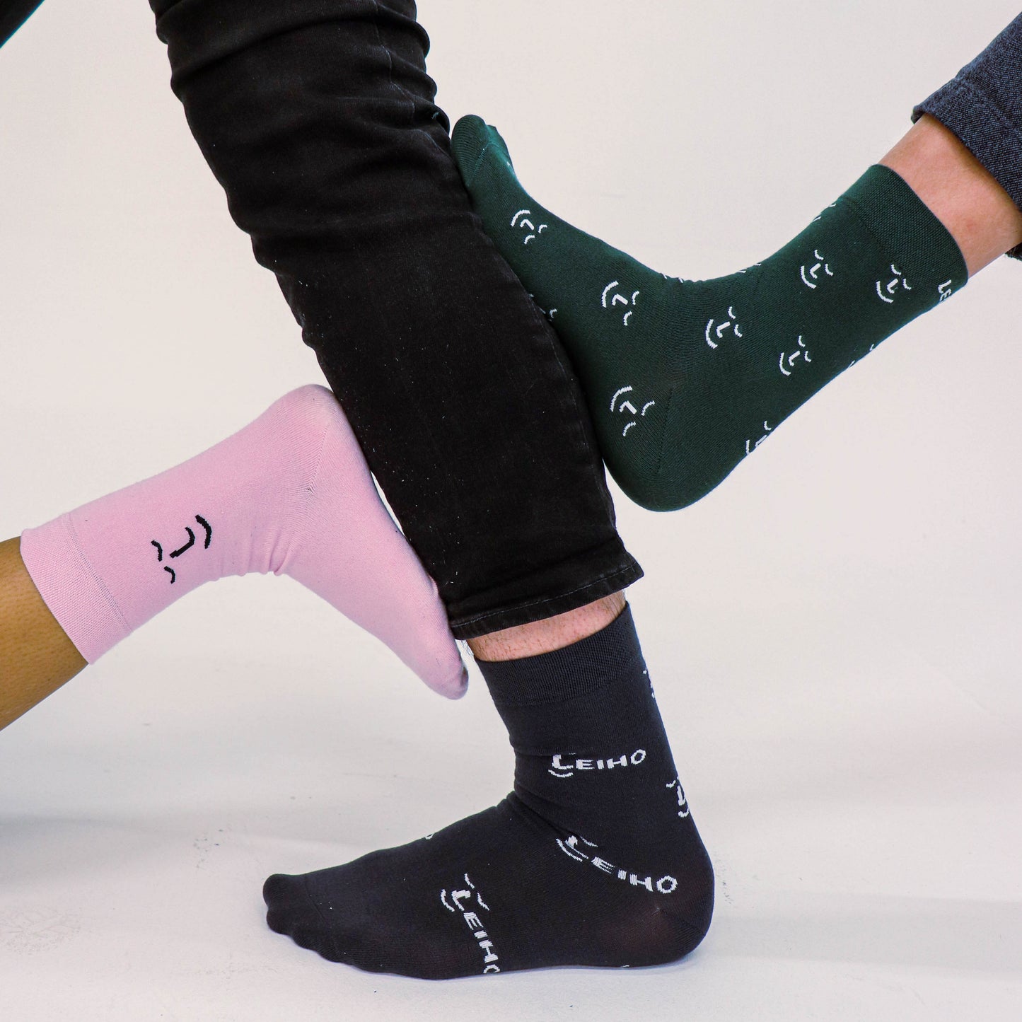 Leiho Forest Green Smiley Bamboo Socks