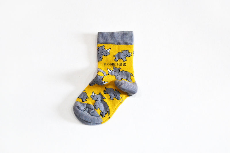 Bare Kind Bamboo Children's Socks - Save the Rhinos