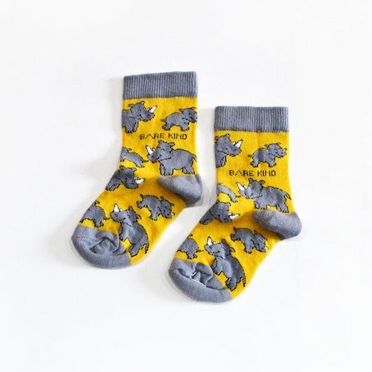 Bare Kind Bamboo Children's Socks - Save the Rhinos