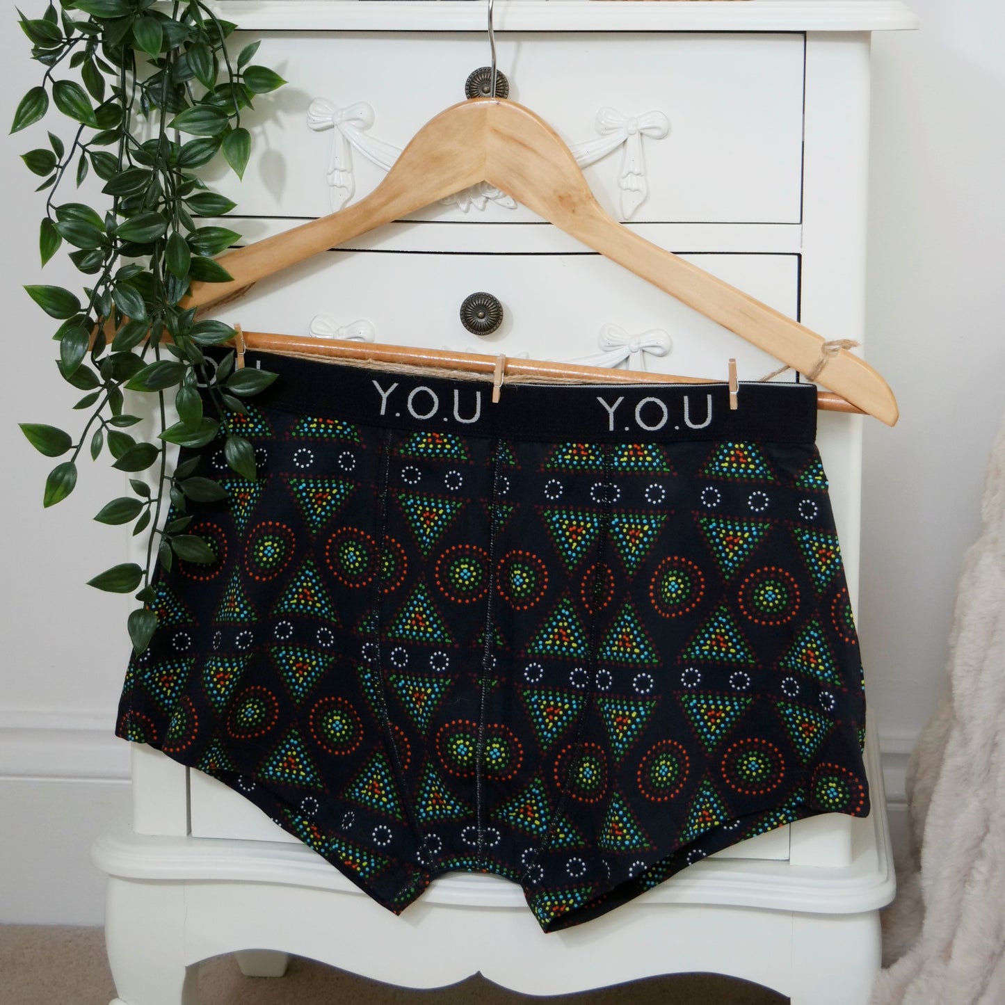 Men's organic cotton hipster trunks - Black Mara design