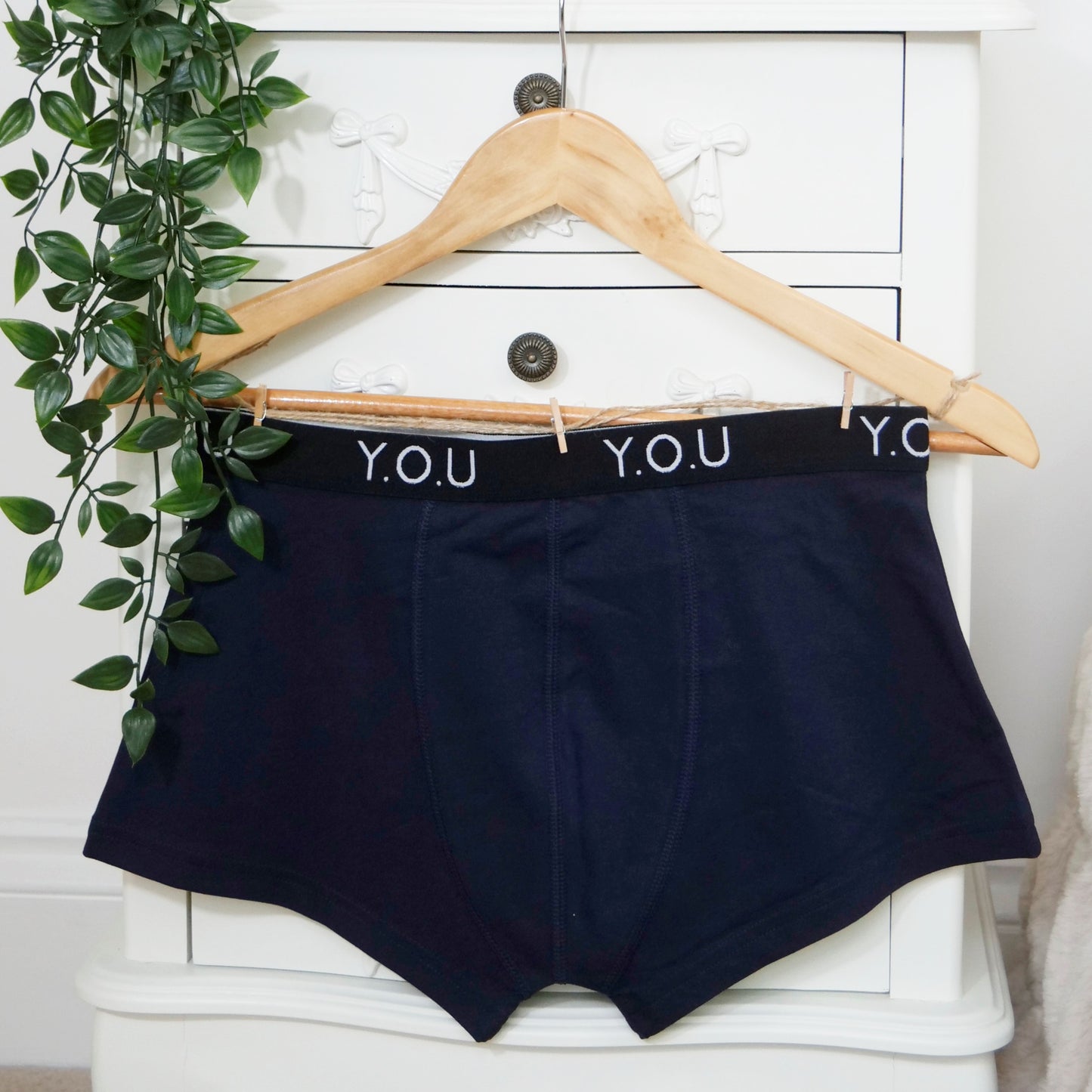 Men's organic cotton hipster trunks in navy blue