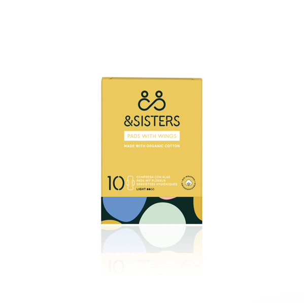 Organic Cotton Pads with Wings Yellow pack of 10 light pads