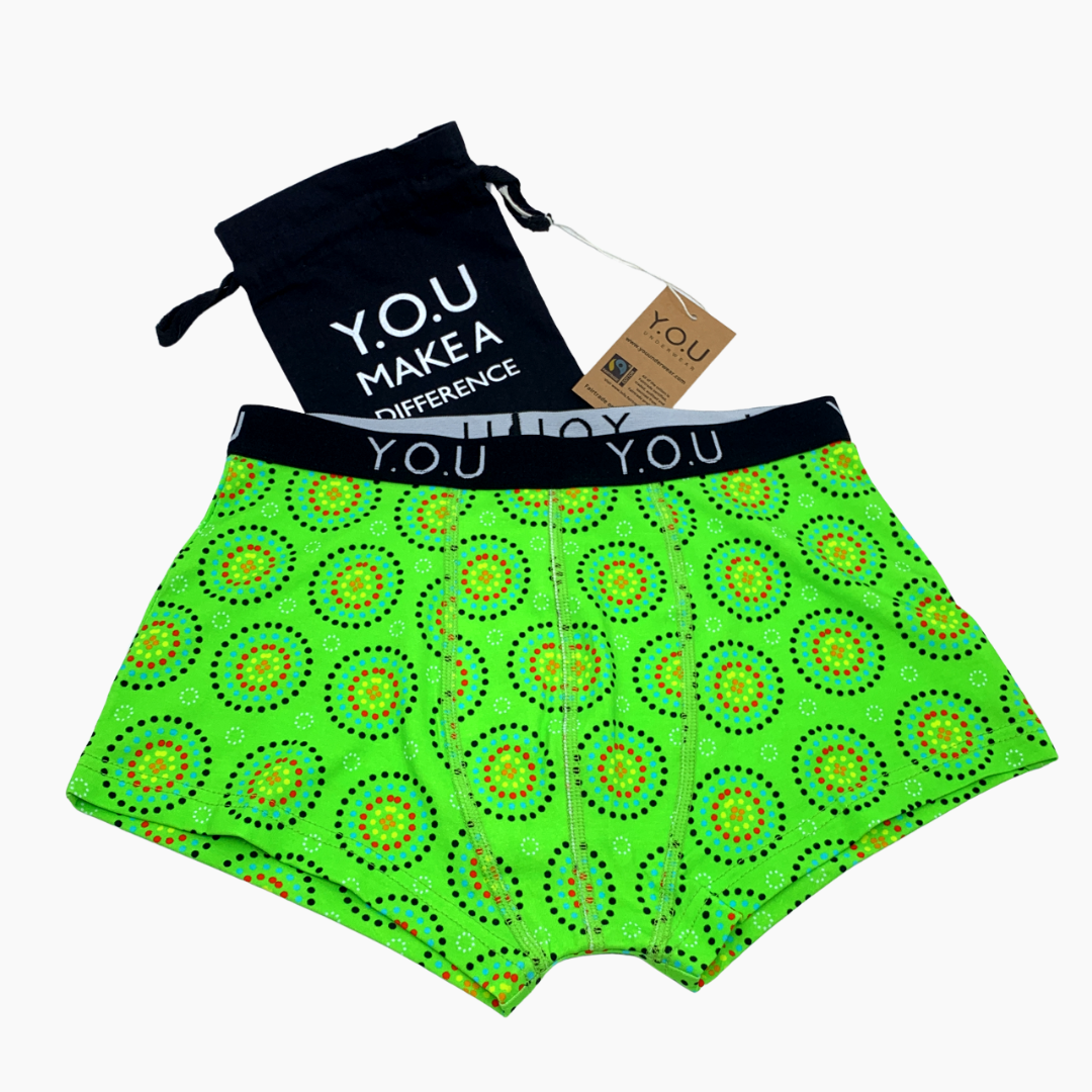 Men's organic cotton hipster trunks - Green Mara design