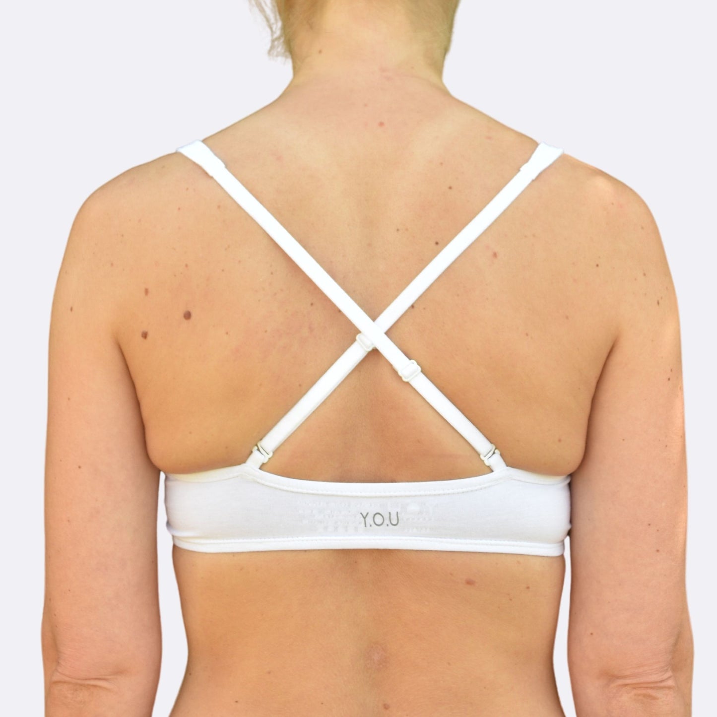 Women's organic cotton matching bralette and thong set - white