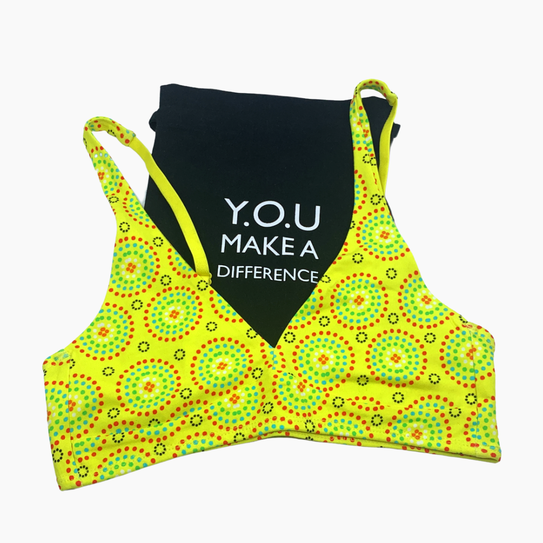 Women's organic cotton bralette - Yellow Mara design