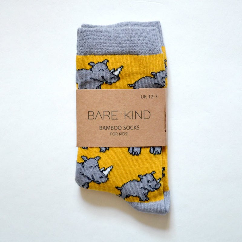 Bare Kind Bamboo Children's Socks - Save the Rhinos - Y.O.U underwear