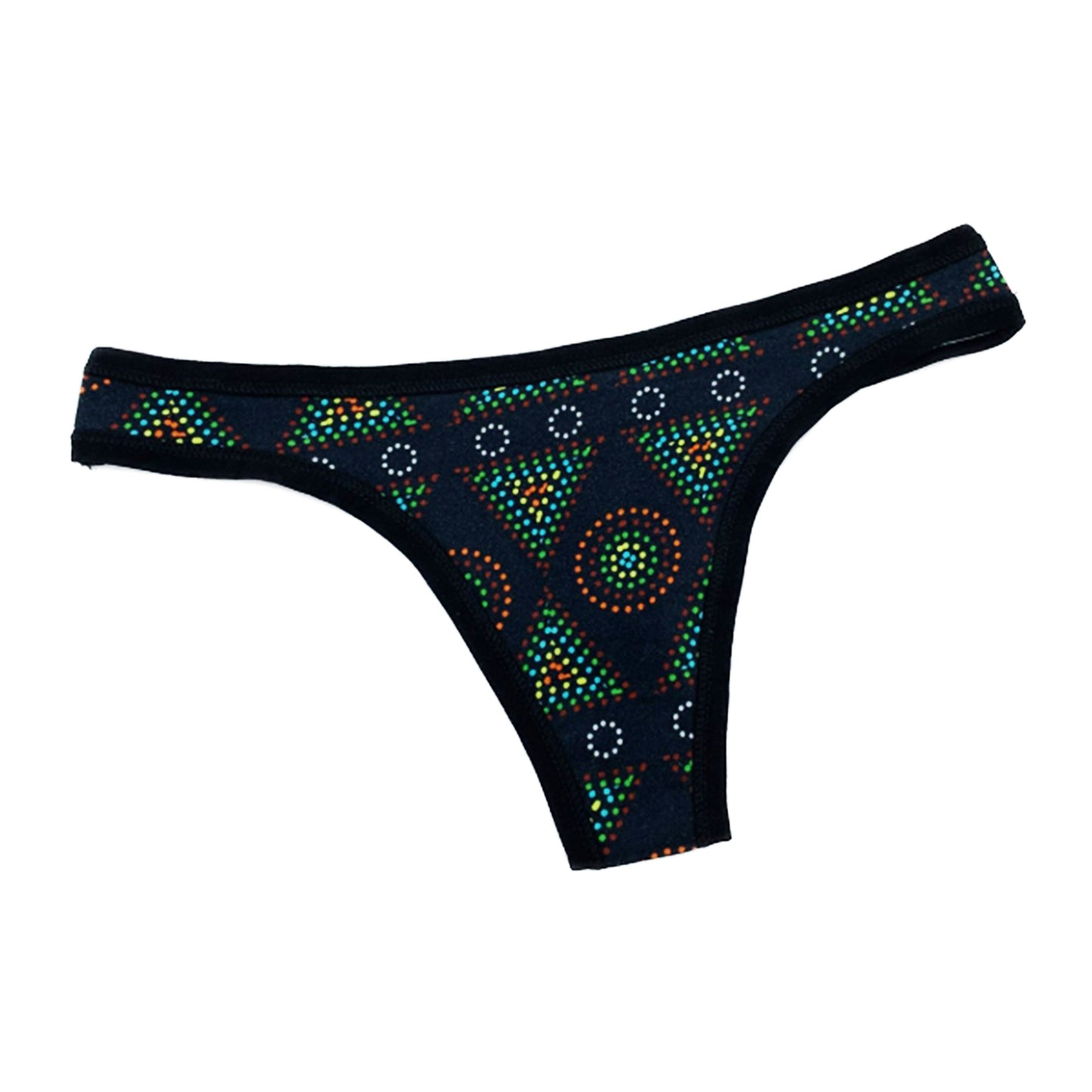 Women's organic cotton matching bralette and thong set - Black Mara design