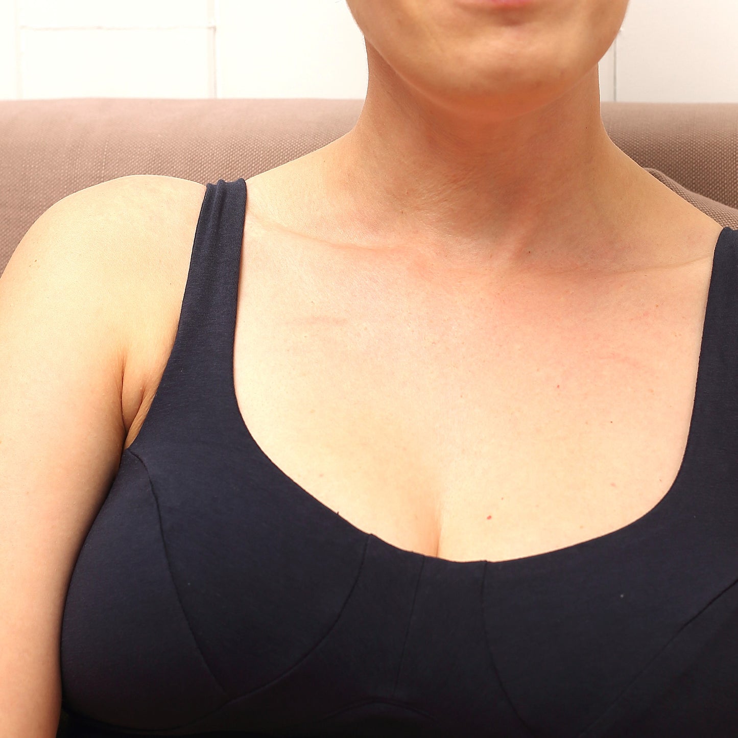 Women's organic cotton bra in navy blue - more supportive style