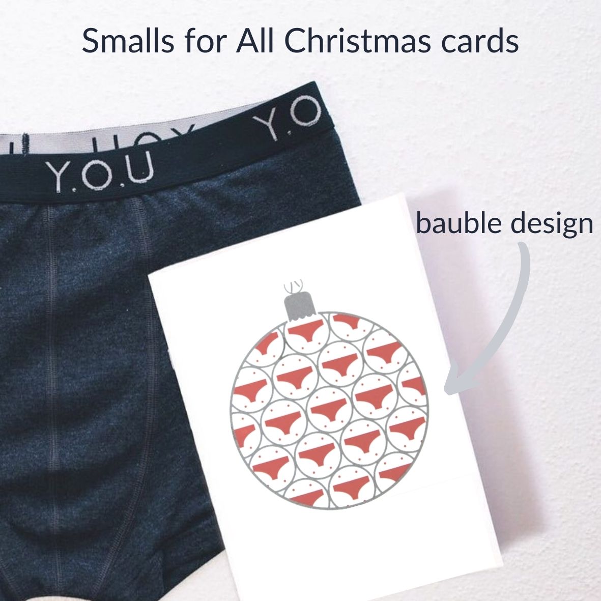 Christmas cards - red bauble design - pack of 10. - Y.O.U underwear