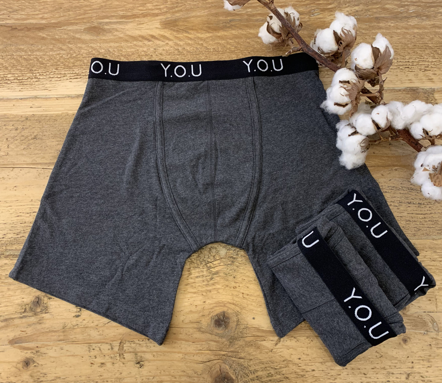 Men's organic cotton longer-leg trunks pack of 3