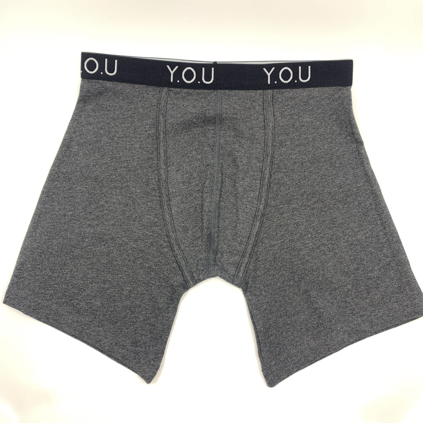 Men's organic cotton longer-leg trunks in dark grey (charcoal grey)