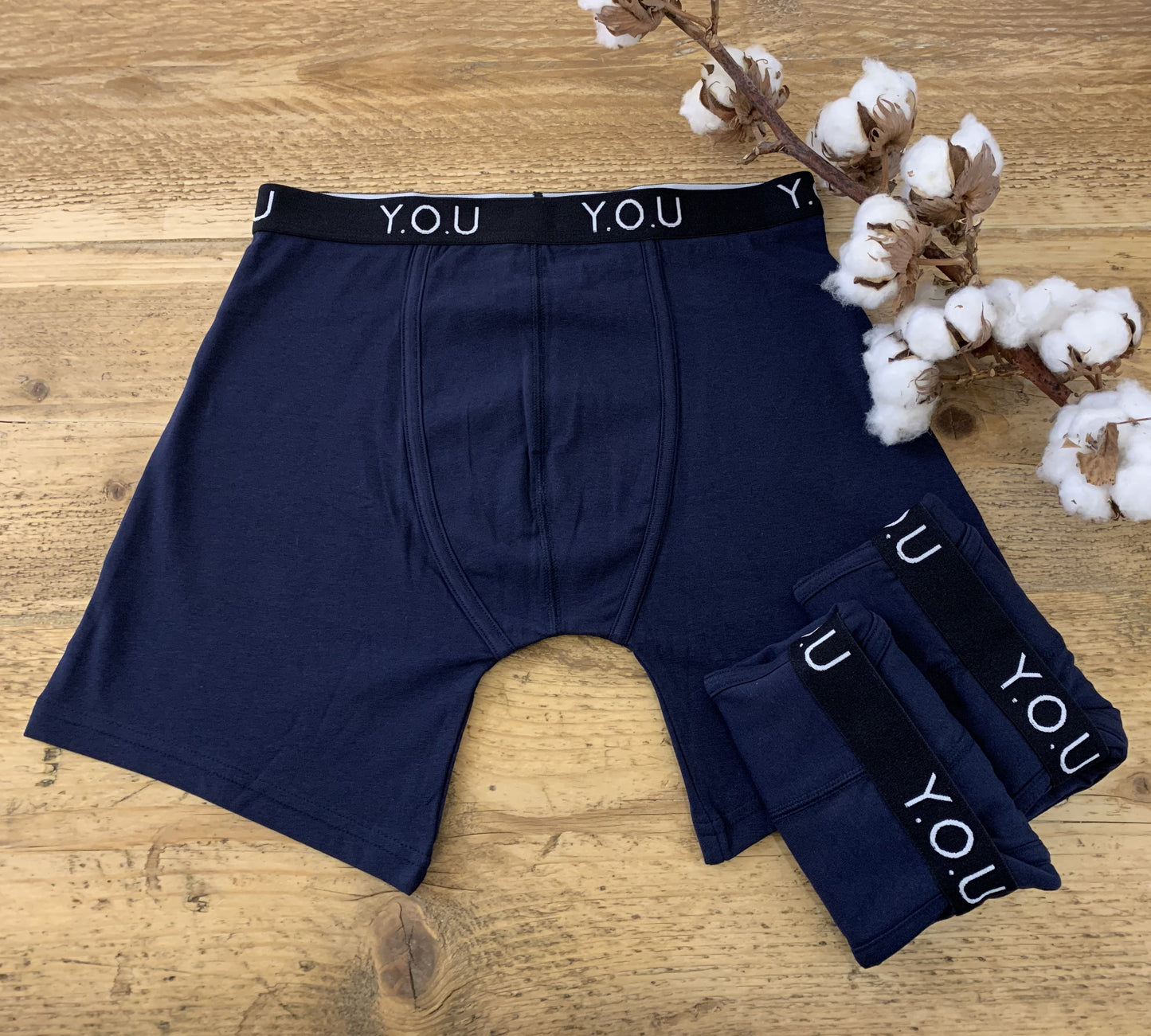 Men's organic cotton longer-leg trunks pack of 3