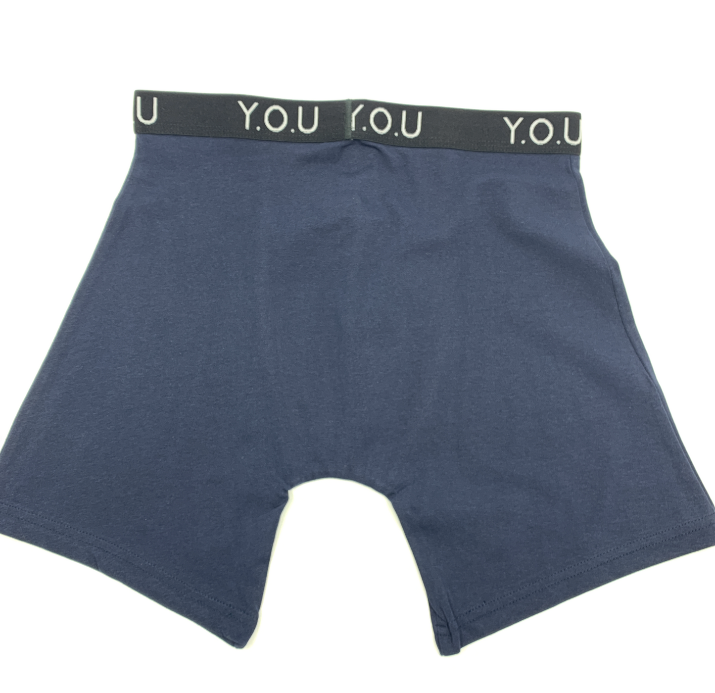 Men's organic cotton longer-leg trunks in navy blue