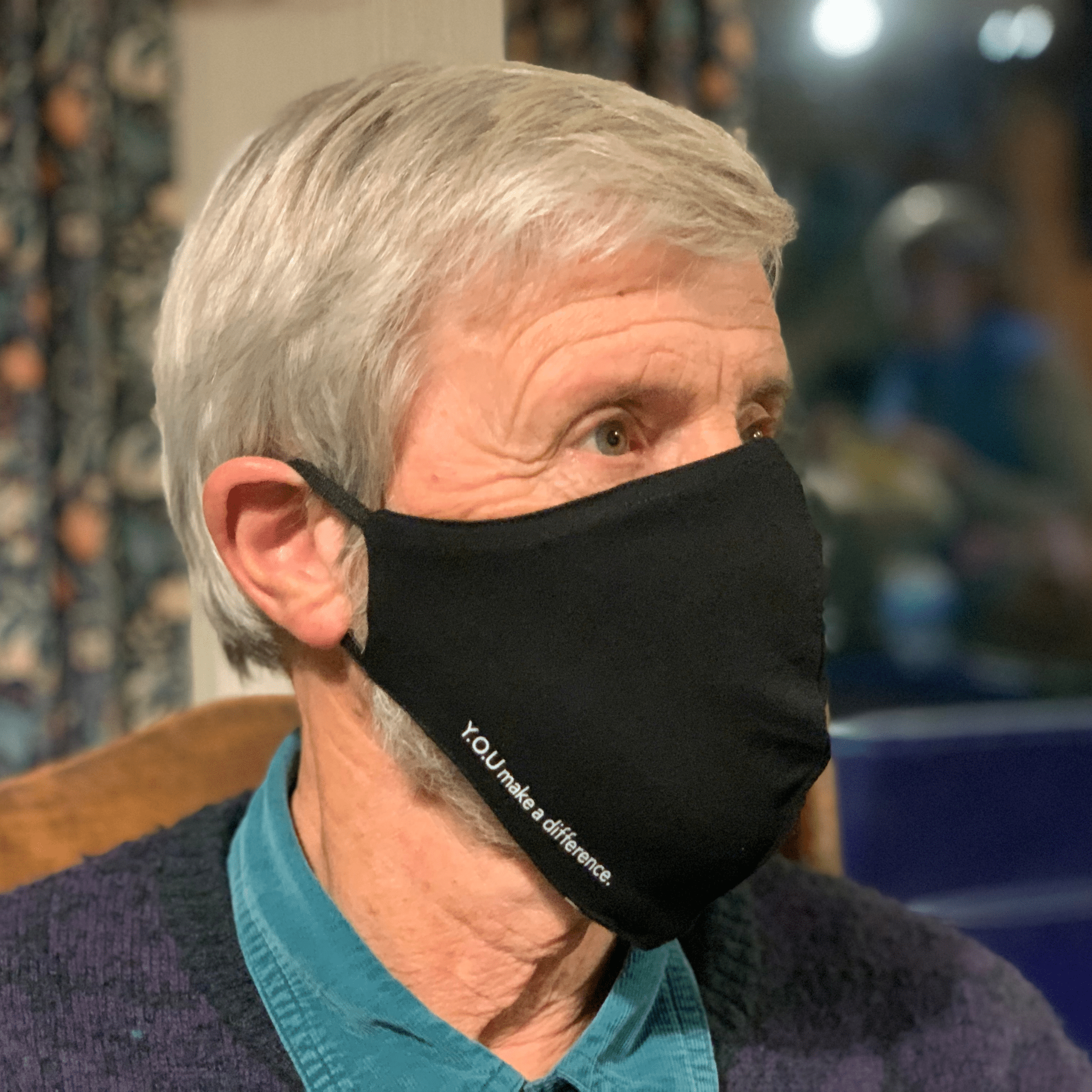 Organic cotton face mask - black & white stars, reversible design - Y.O.U underwear