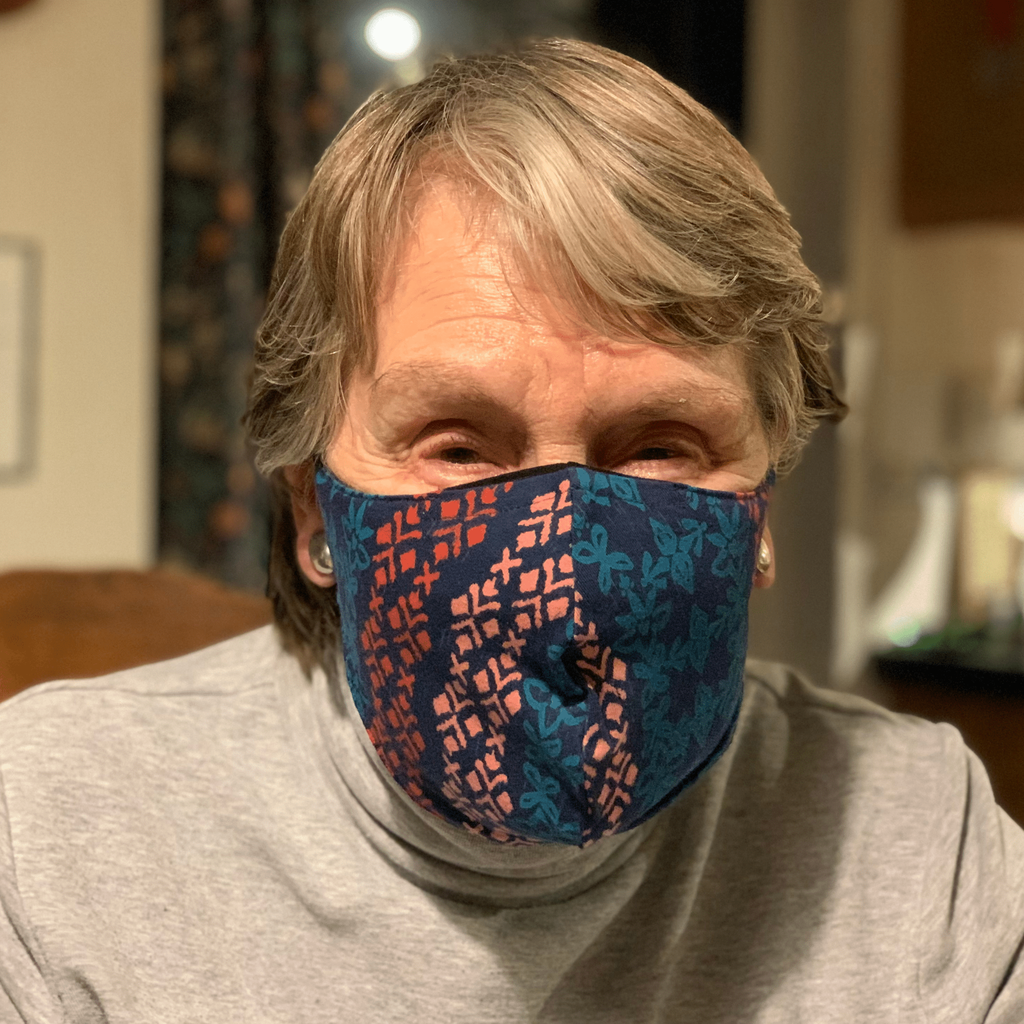 Organic cotton face mask - blue coloured pattern, reversible design - Y.O.U underwear