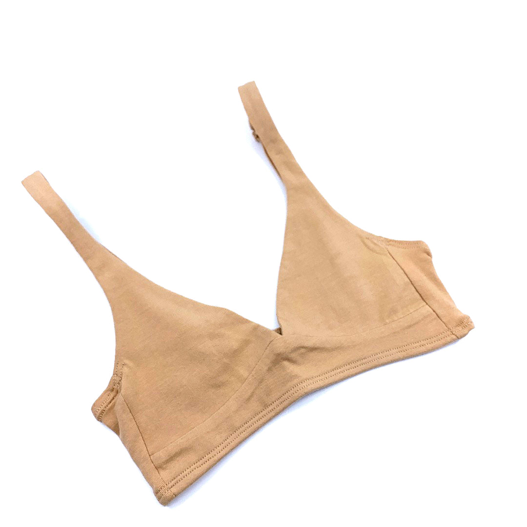 Girls' organic cotton bralette - almond (light nude)