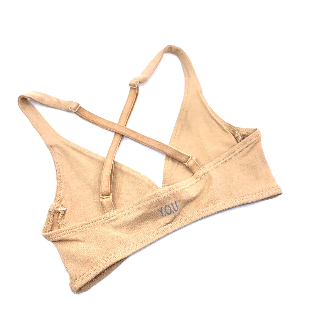 Girls' organic cotton bralette - almond (light nude)