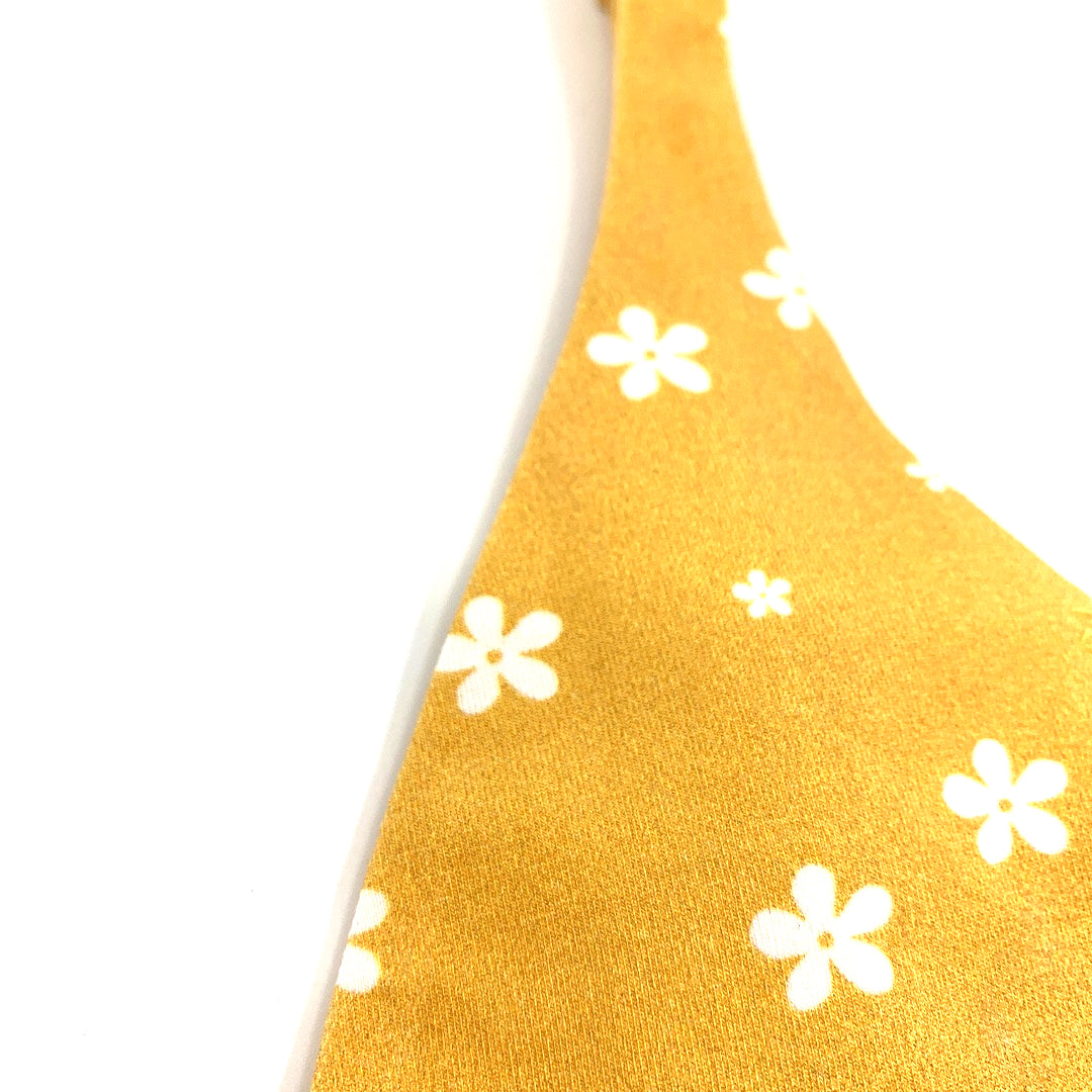 Girls' organic cotton bralette - yellow with white flowers
